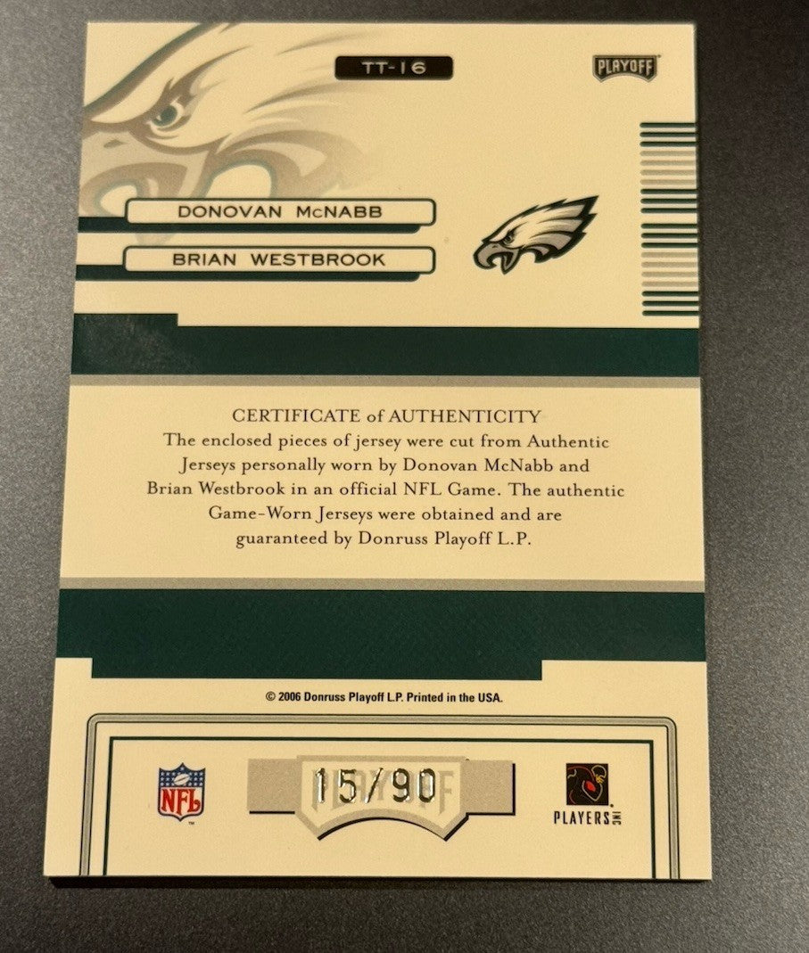 2006 Absolute Team Tandems McNabb Westbrook Jersey Relic /90 • Eagles Game Worn