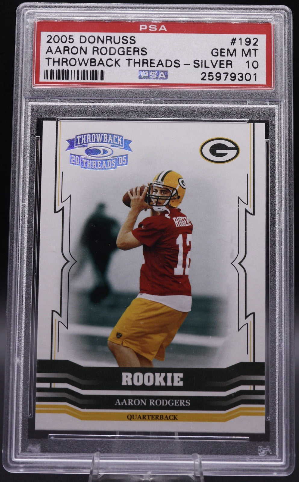 2005 Donruss Throwback Threads Silver #192 Aaron Rodgers RC PSA GEM MT 10 /99