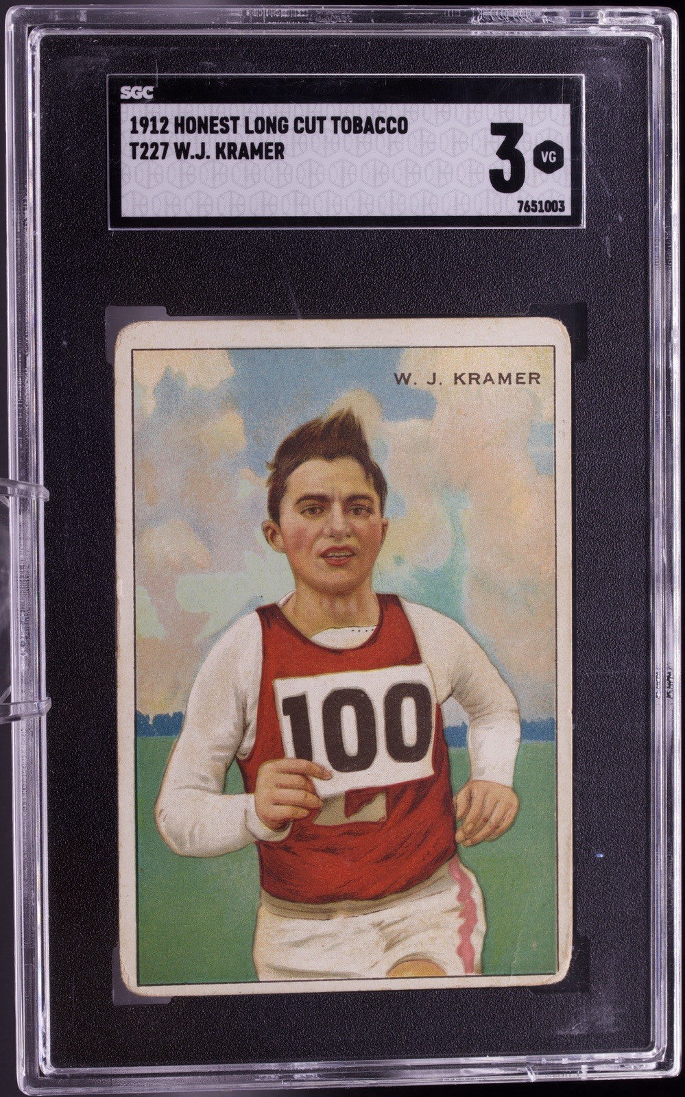 1912 T227 Honest Long Cut Series of Champions W.J. KRAMER Runner SGC 3 VG