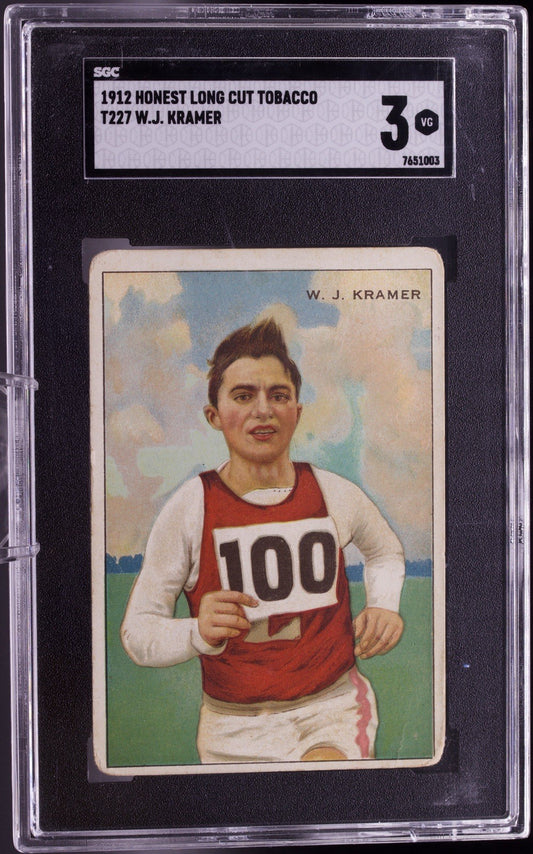 1912 T227 Honest Long Cut Series of Champions W.J. KRAMER Runner SGC 3 VG