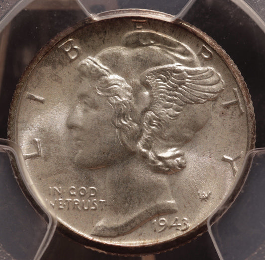 1943-D Mercury Dime 10C PCGS MS67+ FB • Full Bands