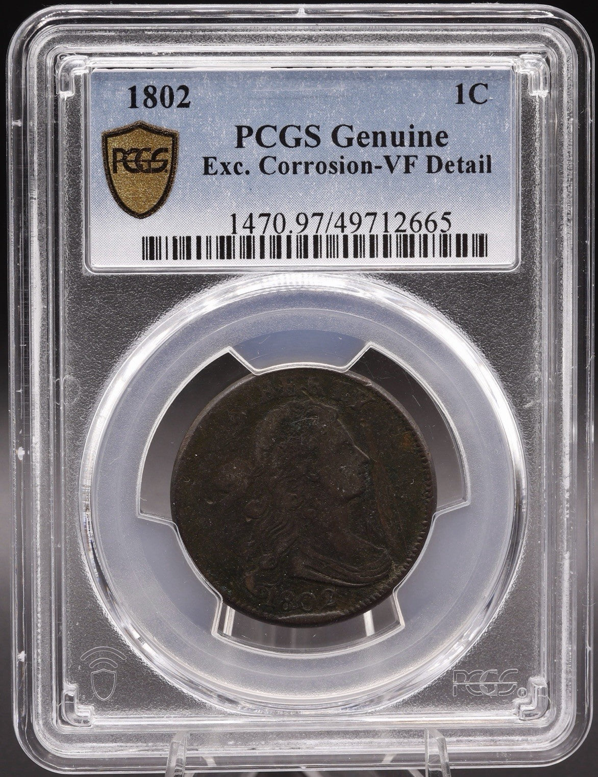 1802 Draped Bust Large Cent PCGS VF Detail Corrosion Early Copper Penny 1C Coin