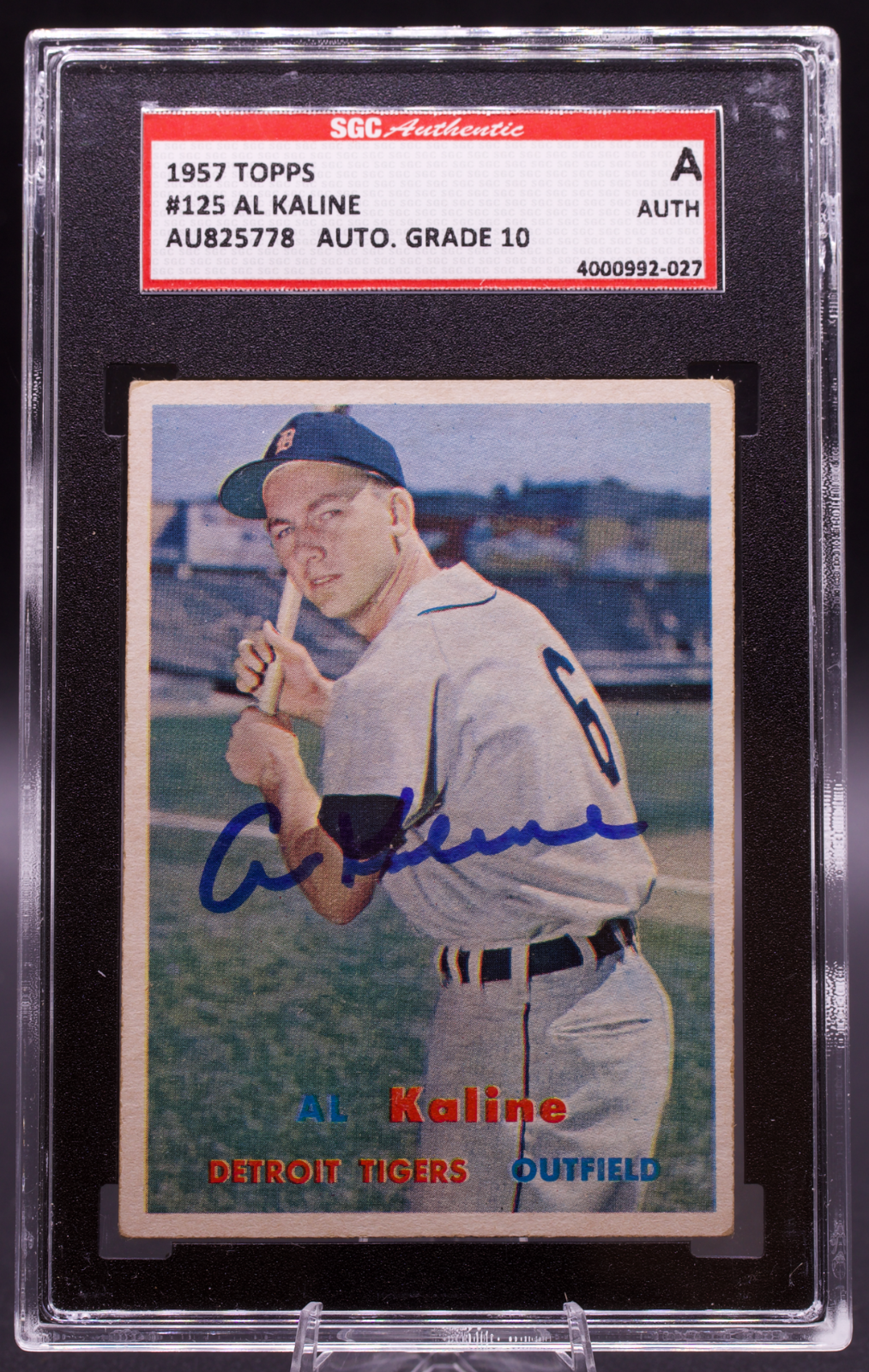1957 Topps Al Kaline #125 SGC Authentic AUTO 10 Signed Detroit Tigers HOF