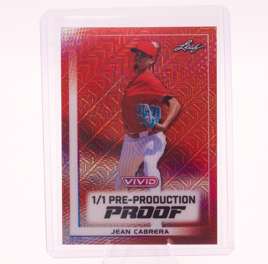 2026 Leaf Vivid Jean Cabrera 1/1 Pre-Production Proof Baseball Rookie Card RHP