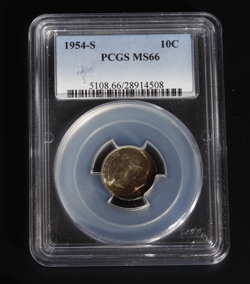 1954-S Roosevelt Dime PCGS MS66 • Vibrant Toning • San Francisco Mint