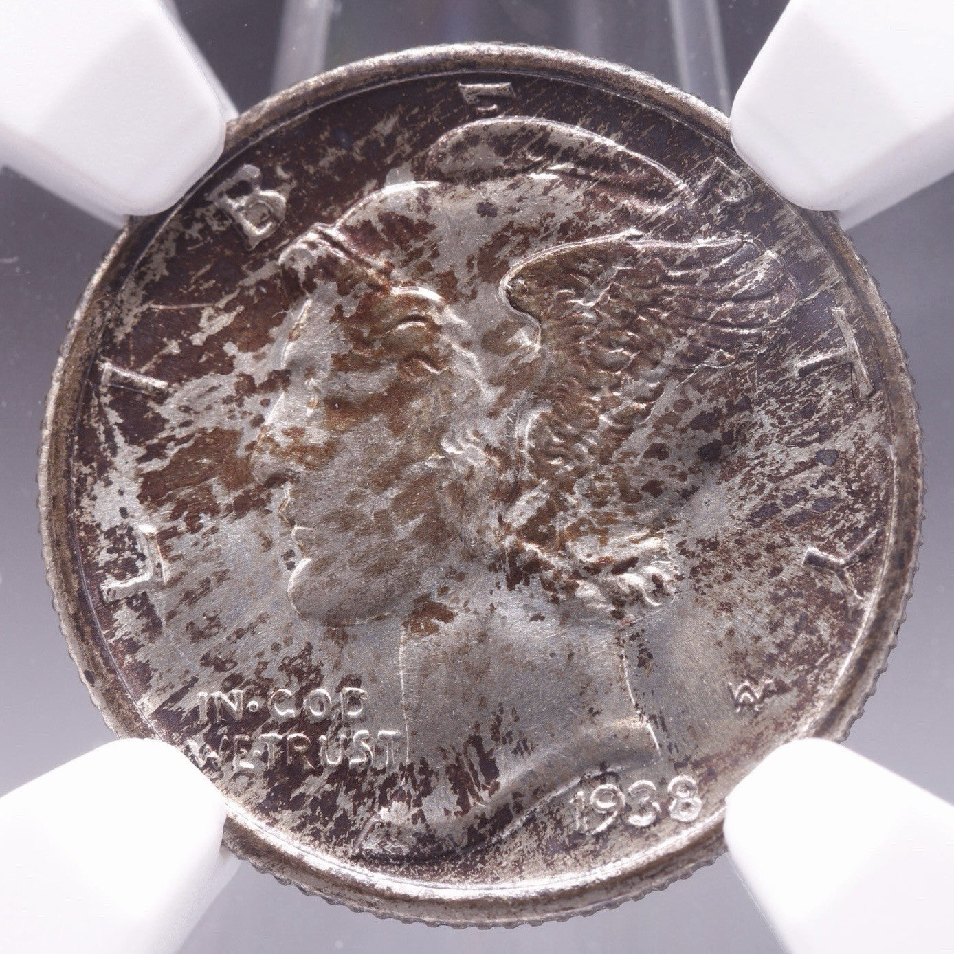 1938-S Mercury Dime NGC MS67+ Toned Gem Uncirculated Semi-Key Date Silver Coin