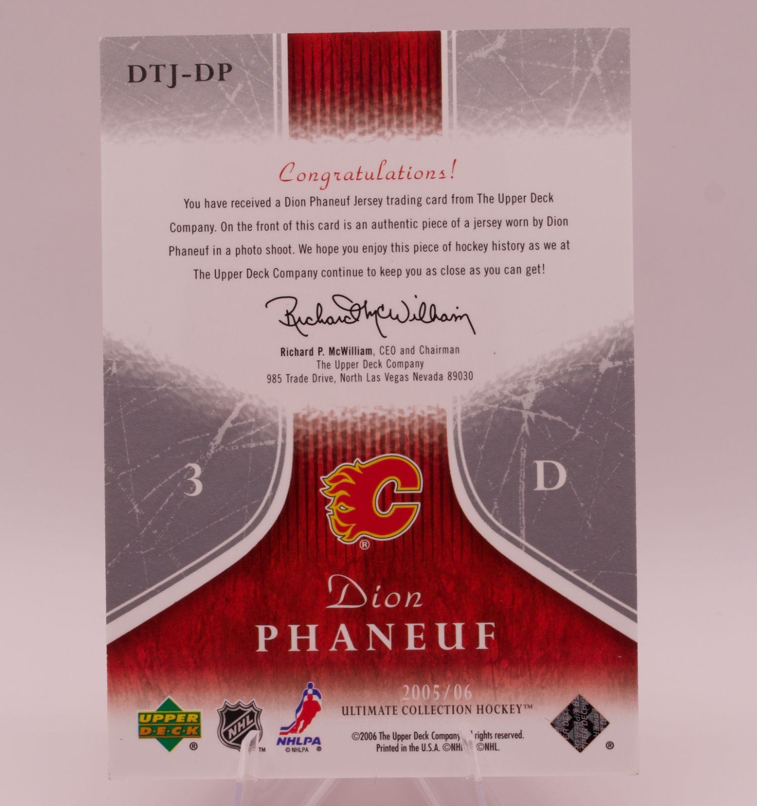 2005-06 Upper Deck Ultimate Collection Dion Phaneuf Debut Threads Jersey /250