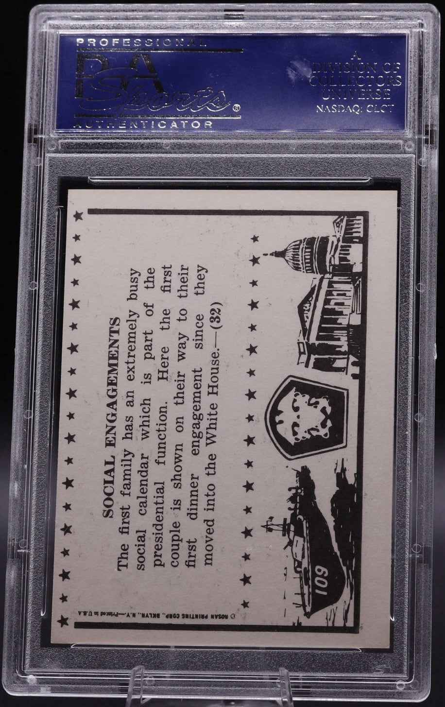 1963 Rosan JFK #32 Social Engagements • PSA 7 NM • Jackie & JFK Photo