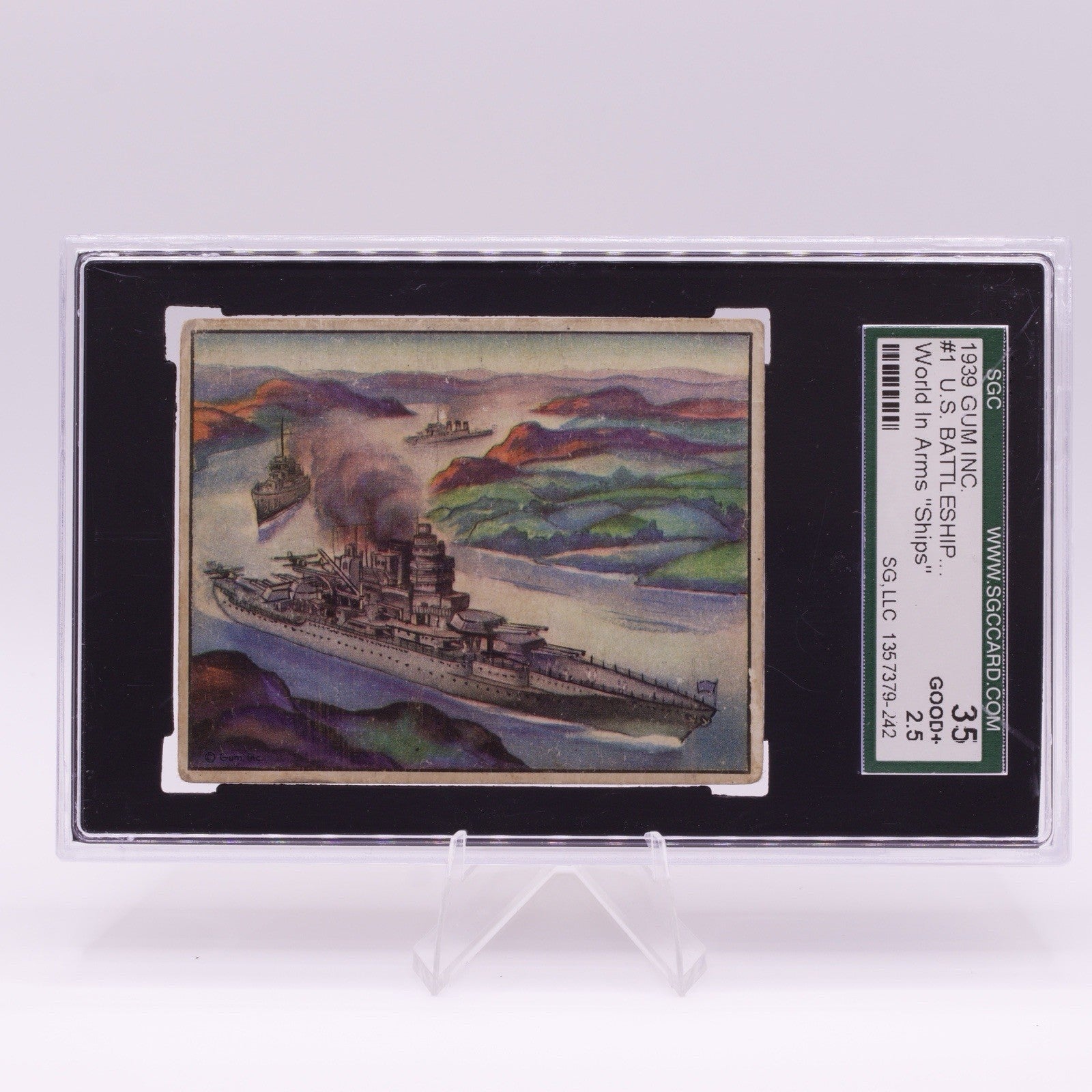 1939 Gum Inc World in Arms Ships #1 US Battleship Mississippi SGC 2.5 GOOD+