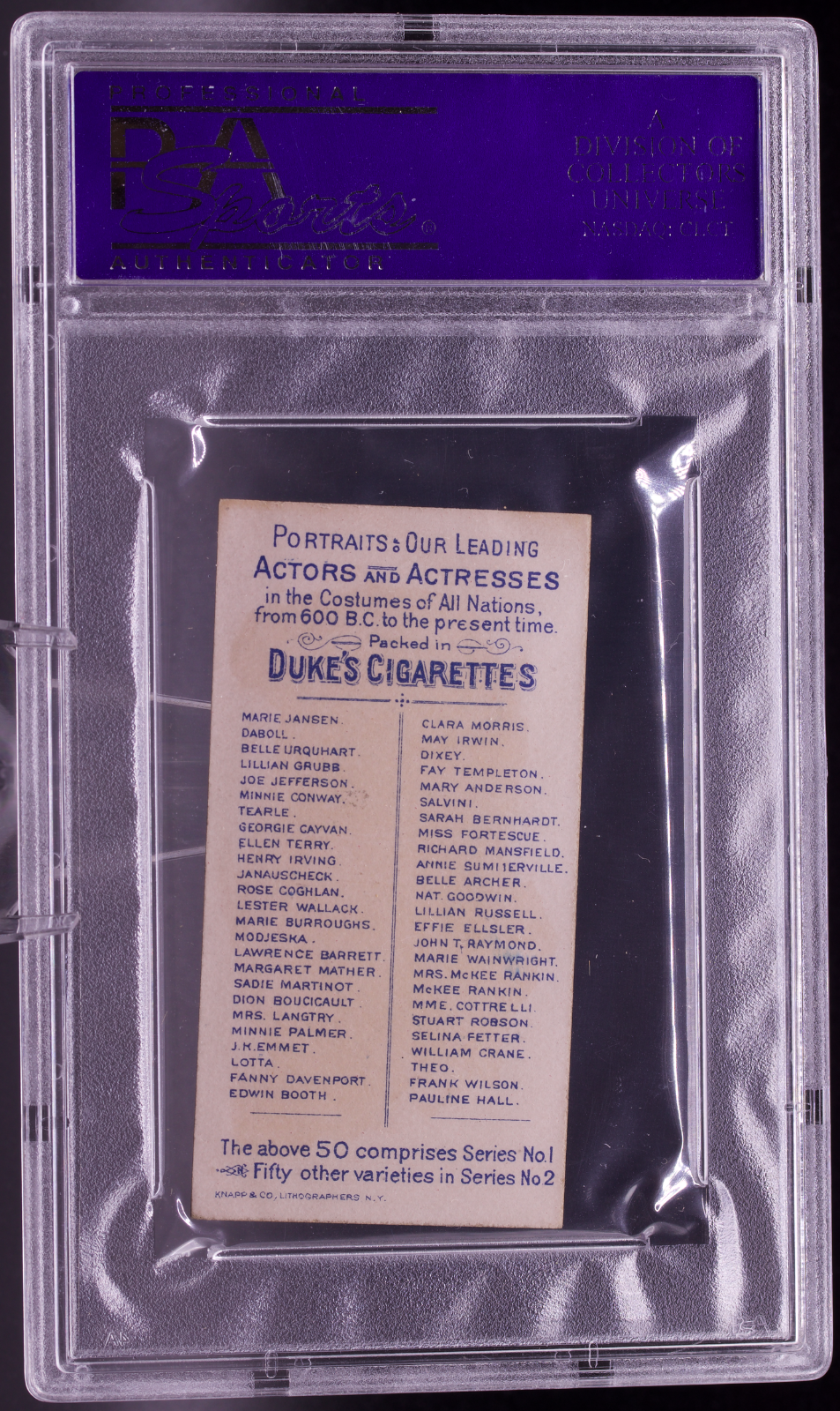 1889 N70 Duke's Sarah Bernhardt Old Russian Costume PSA 8 Pop 1 None Higher