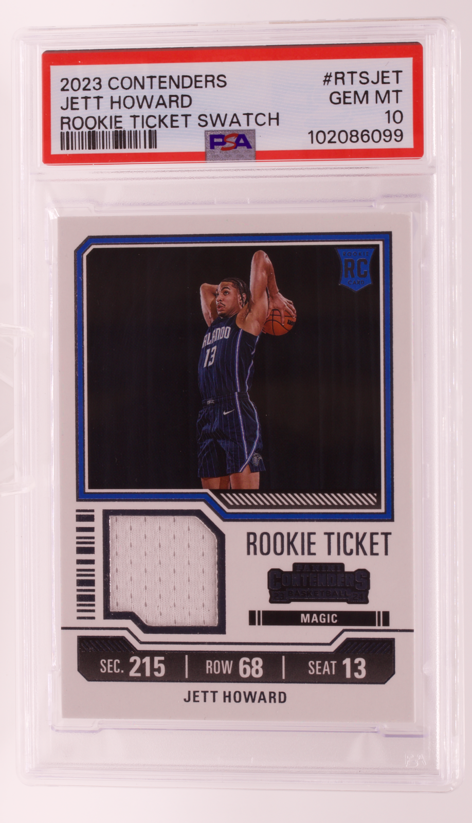 2023-24 Panini Contenders Jett Howard Rookie Ticket Swatch Jersey PSA 10 Magic