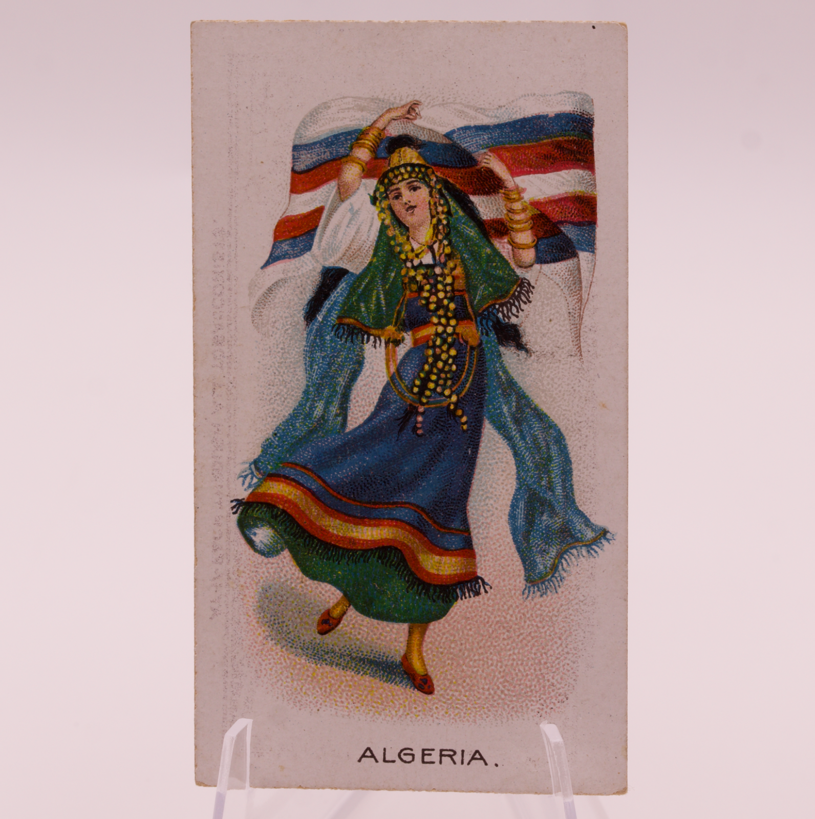 1908 Wills Flag Girls of All Nations #32 ALGERIA Capstan Navy Cut Tobacco Card