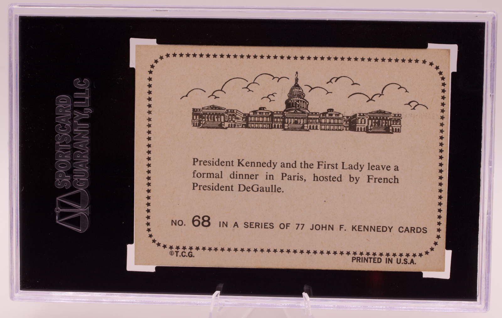 1964 Topps John F. Kennedy #68 JFK Jackie Kennedy Paris SGC 80 EX/NM 6 Vintage