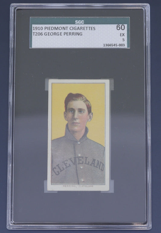 1909 - 1910 T206 George Perring Piedmont SGC 5 EX Cleveland Portrait