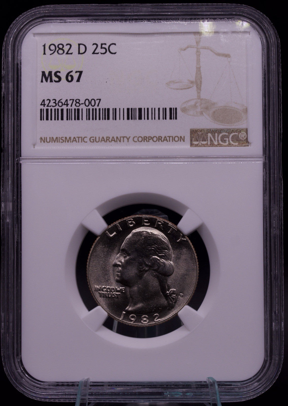 1982-D Washington Quarter NGC MS67 Gem Uncirculated Clad 25C US Coin