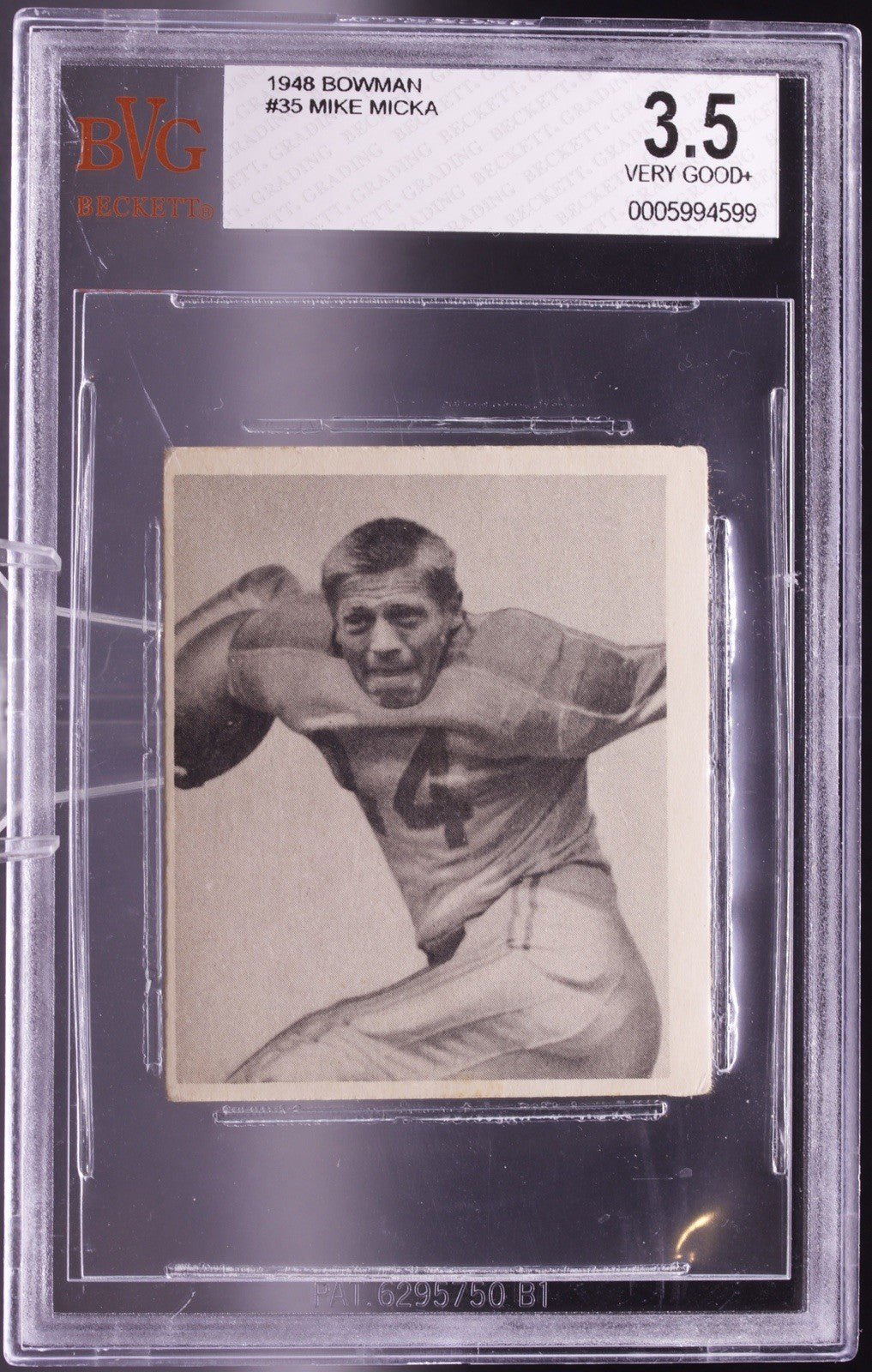 1948 Bowman Football #35 Mike Micka Rookie RC BVG 3.5 VG+ Boston Yanks