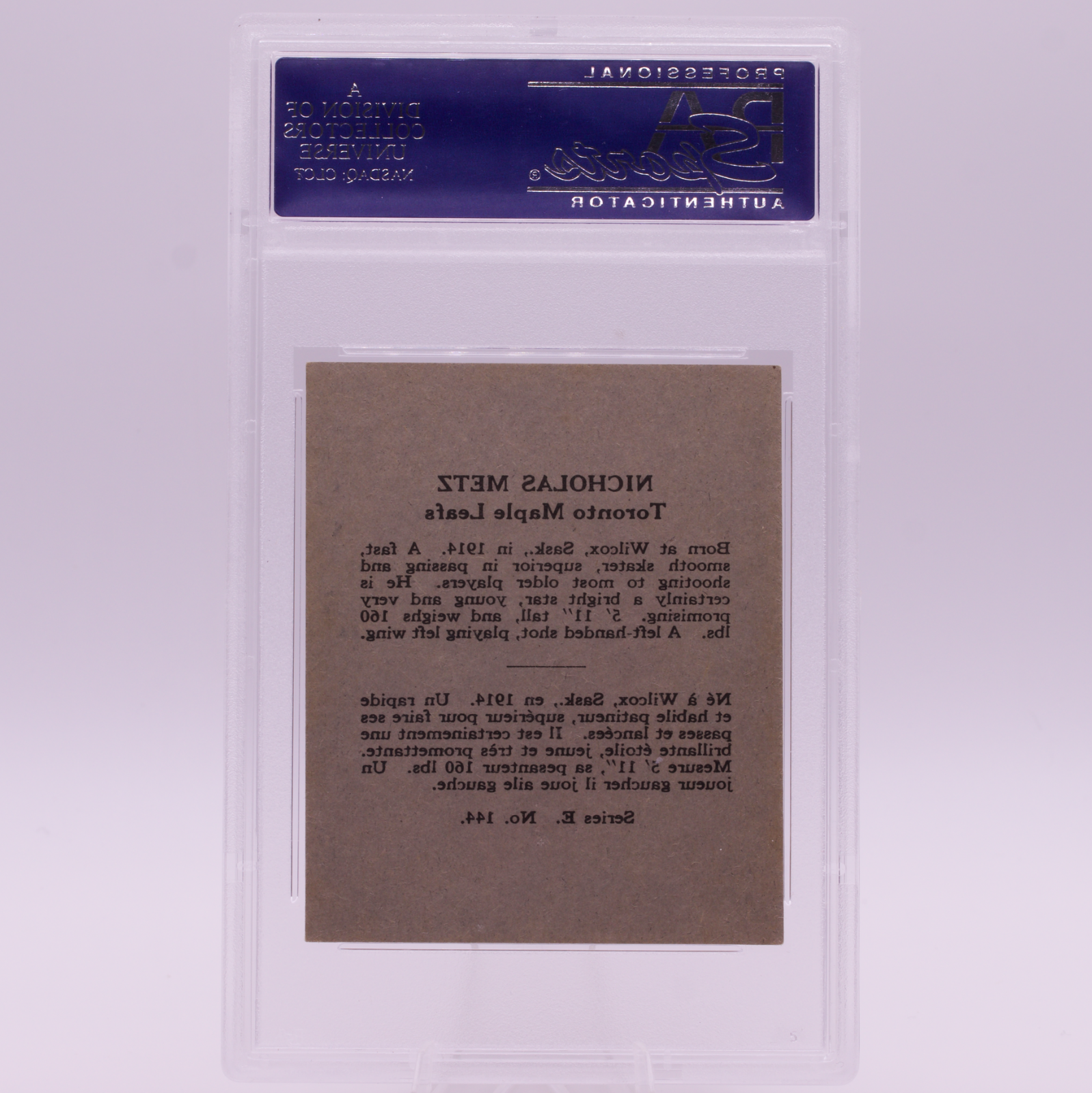 1937 O-Pee-Chee #144 Nick Metz PSA 6 EX-MT Series E Vintage Leafs Hockey V304E