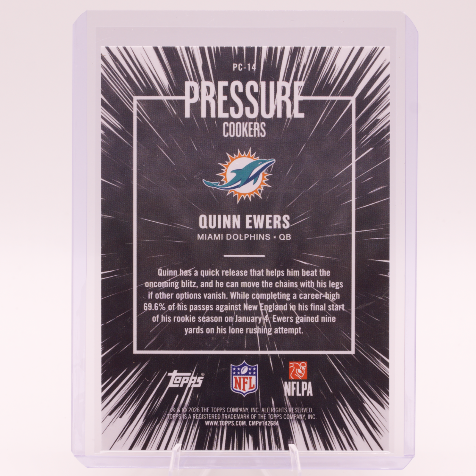 2026 Topps Quinn Ewers Pressure Cookers PC-14 Miami Dolphins Texas Longhorns QB