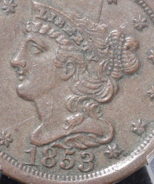 1853 Braided Hair Half Cent PCGS Genuine XF Details • Sharp LIBERTY & Bold Date