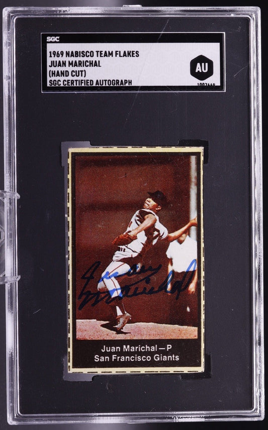 1969 Nabisco Team Flakes Juan Marichal Hand-Cut Auto SGC AU San Francisco Giants