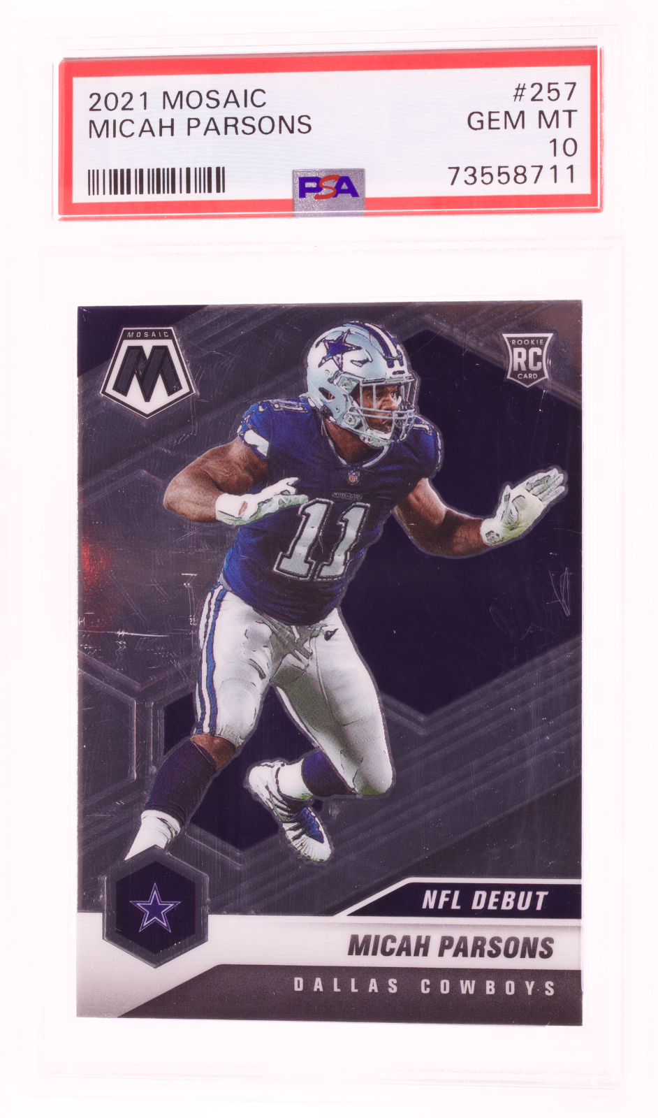 2021 Panini Mosaic #257 Micah Parsons NFL Debut Rookie RC PSA 10 GEM MT Cowboys