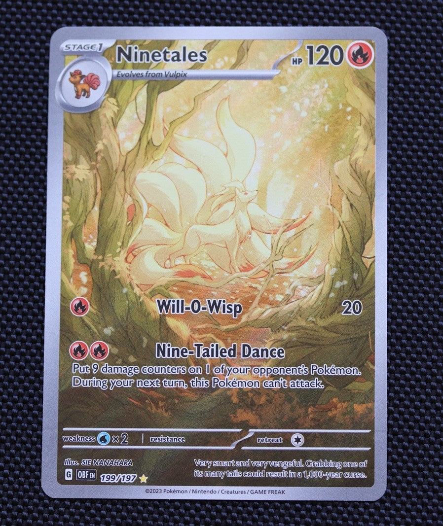 Ninetales Illustration Rare - Obsidian Flames Scarlet And Violet 199/197 NM