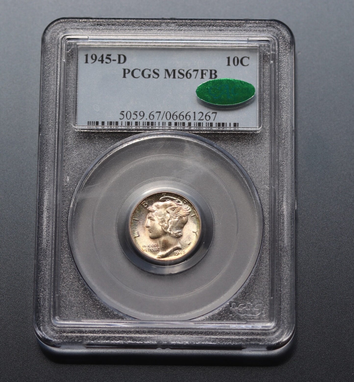 1945-D Mercury Dime 10C PCGS MS67 FB CAC Gem WWII Denver