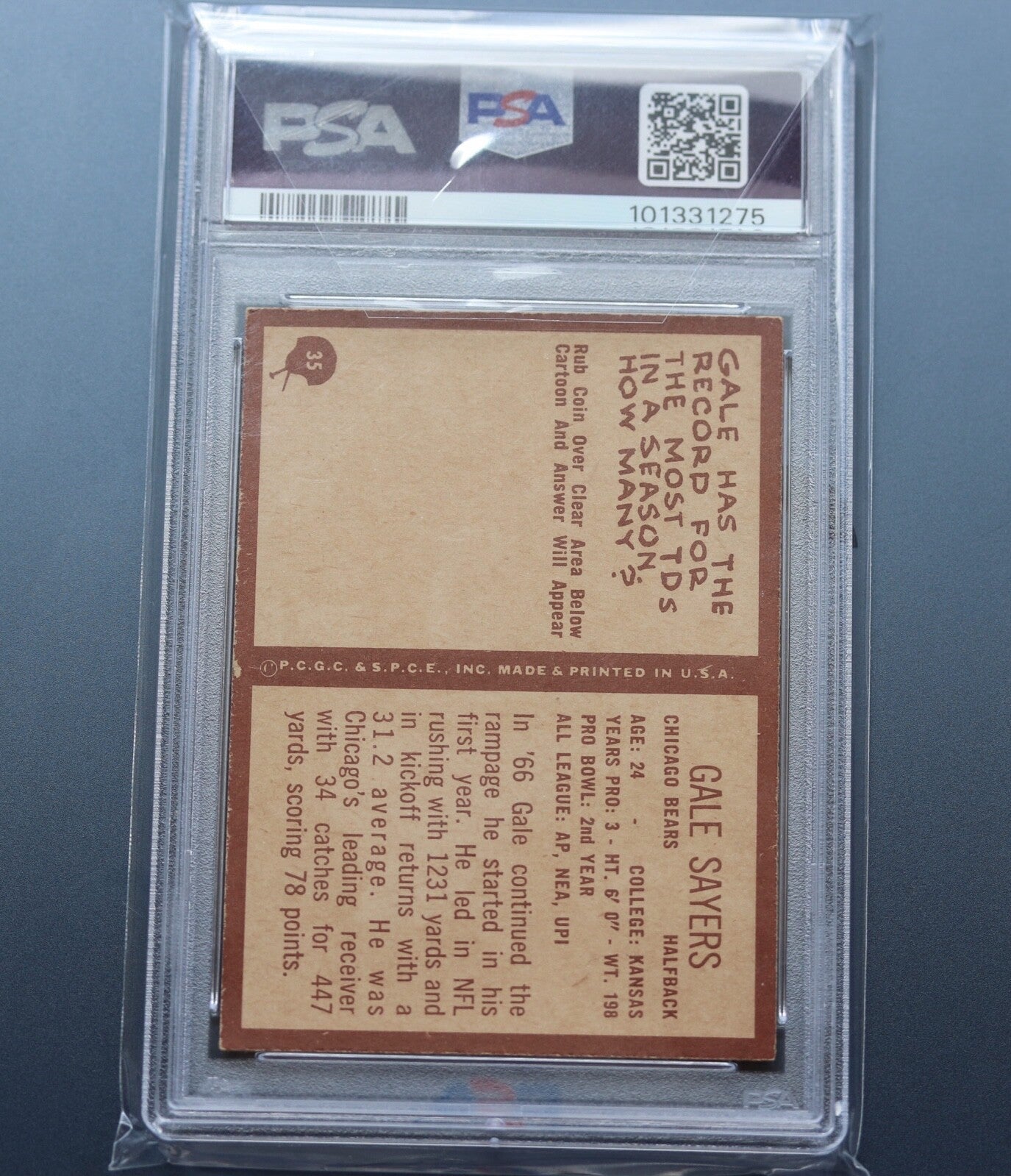 1967 Philadelphia Gale Sayers #35 PSA 5 Bears HOF 2nd Yr Centered Vintage