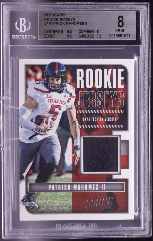 2017 Panini Score Patrick Mahomes II ROOKIE JERSEY #7 Texas Tech BGS 8 NM-MT
