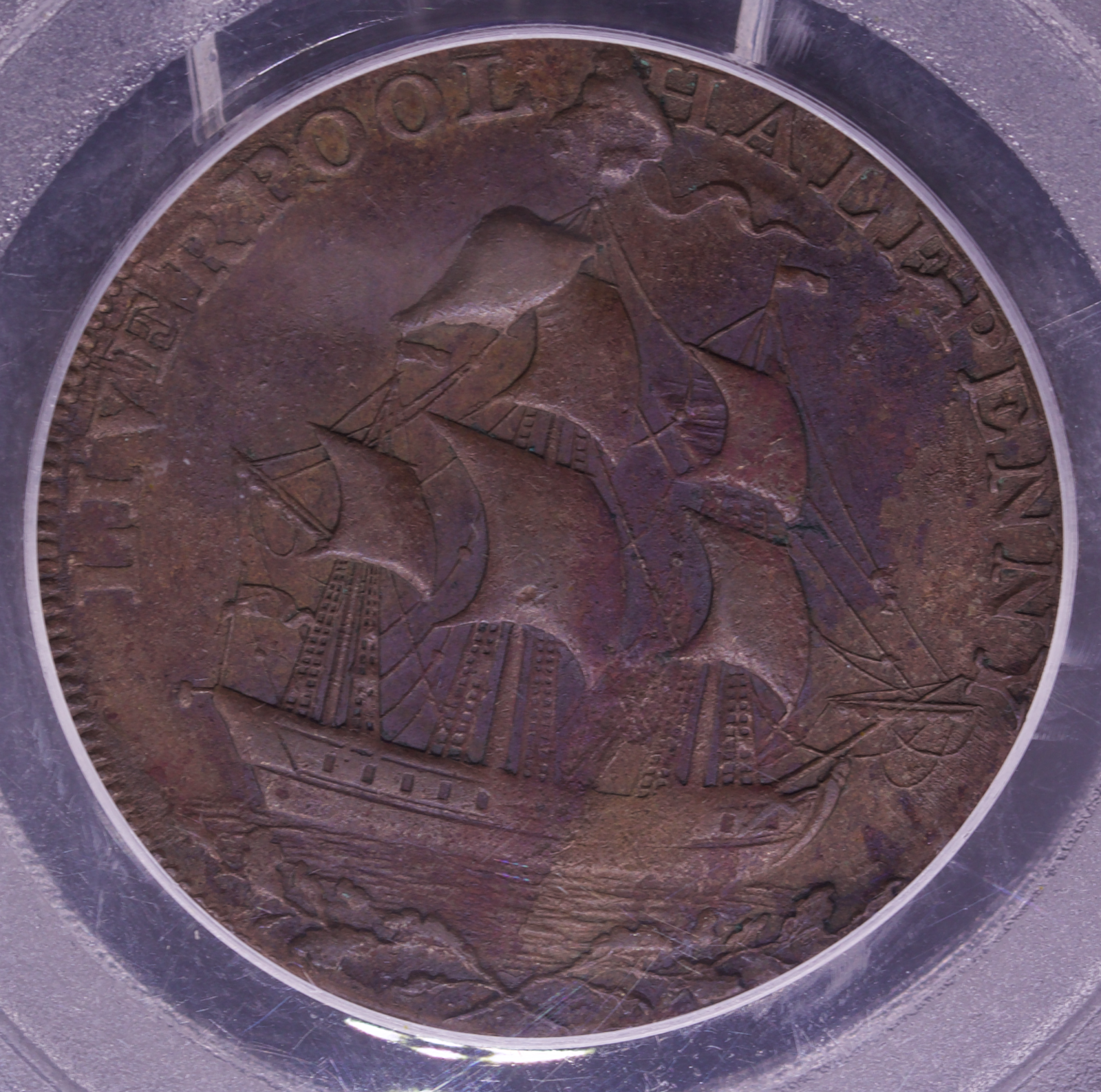 1791 Washington Liverpool Halfpenny PCGS AU53 • Anglesey Edge • Colonial Token