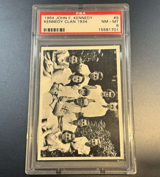 1964 Topps JFK #9 Kennedy Clan 1934 • PSA 8 NM-MT • Young John F. Kennedy