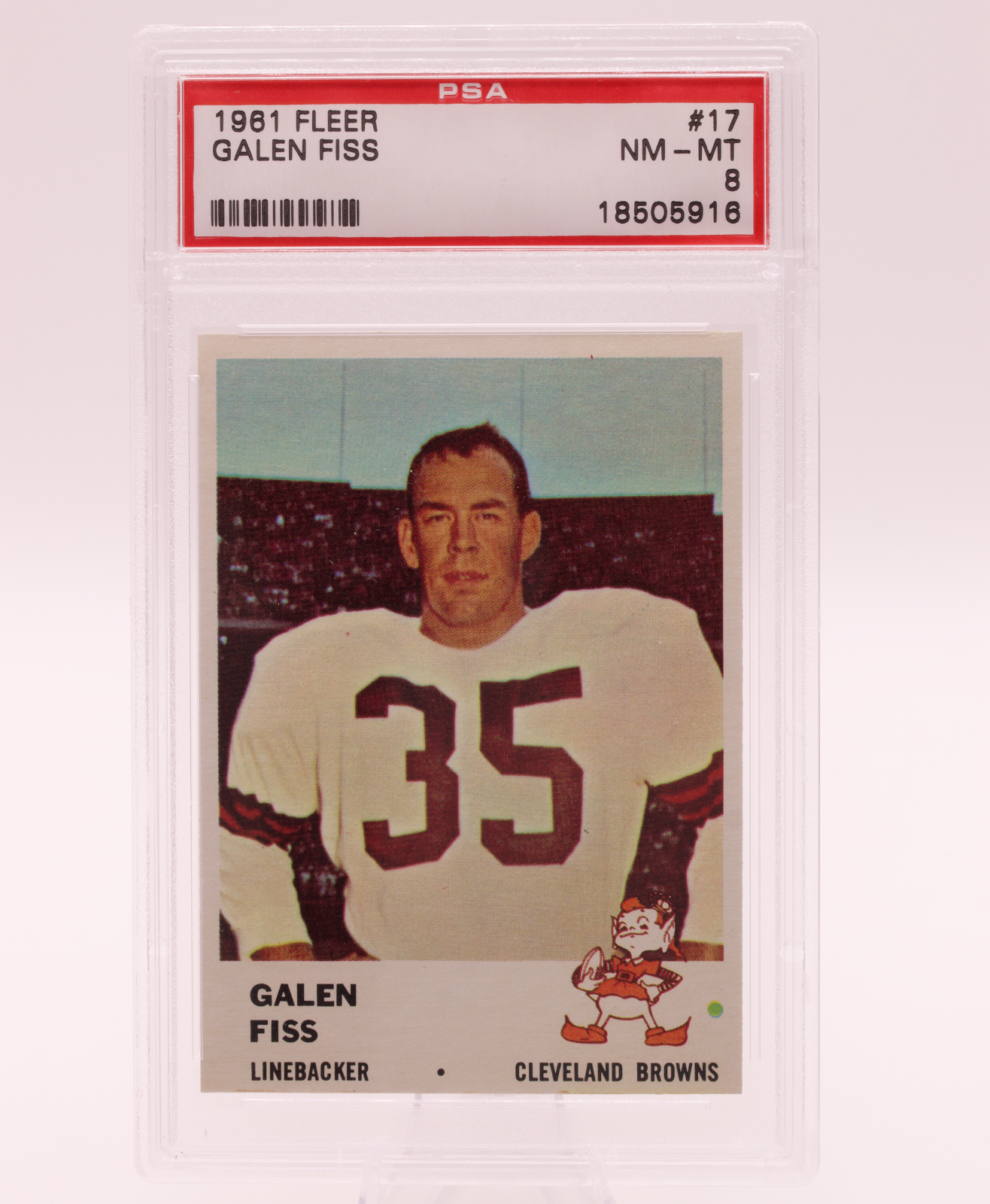 1961 Fleer #17 Galen Fiss PSA 8 NM-MT Cleveland Browns Linebacker Kansas Card