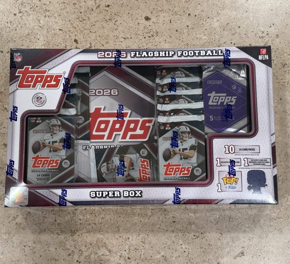 2026 Topps Flagship Football Super Box Factory Sealed 147 Cards Funko Bitty Pop