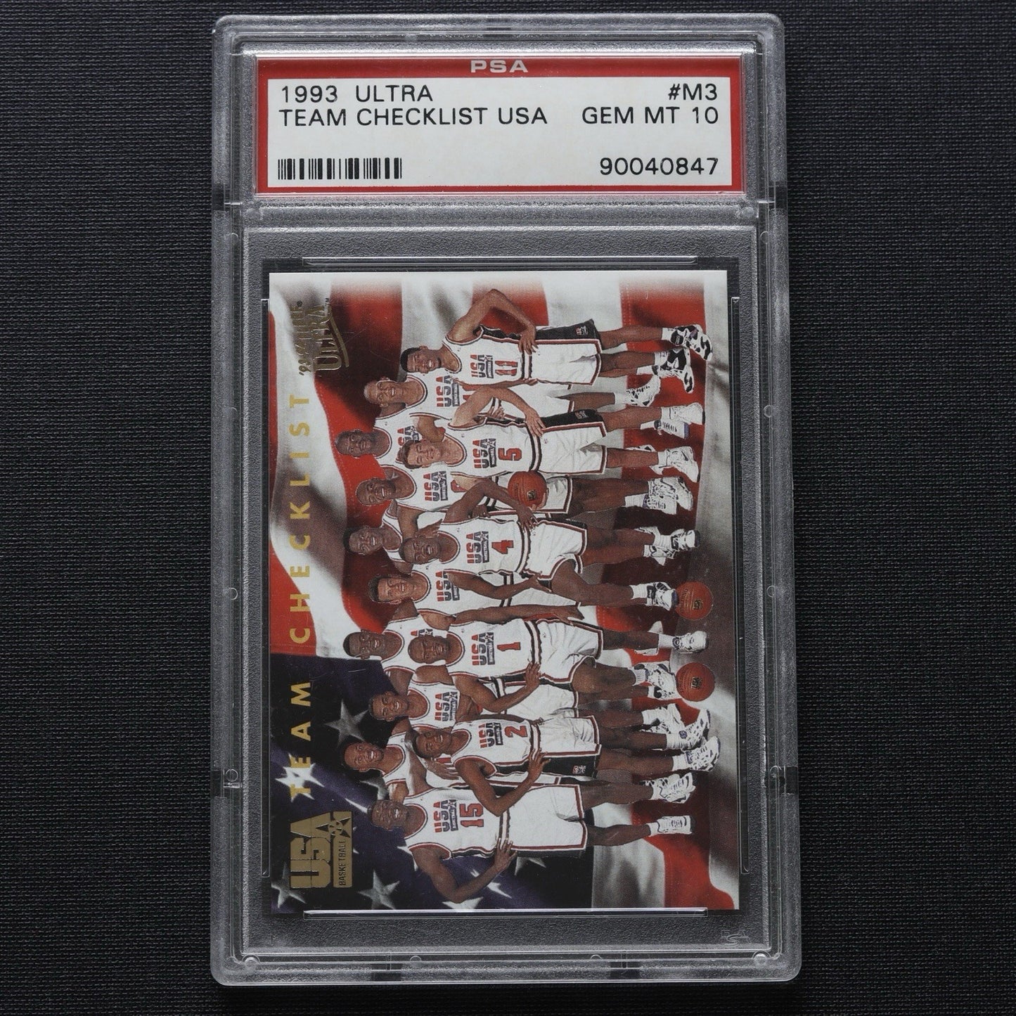 1993 Ultra Team Checklist USA #M3 PSA 10 Gem Mint • Shaquille O’Neal USA