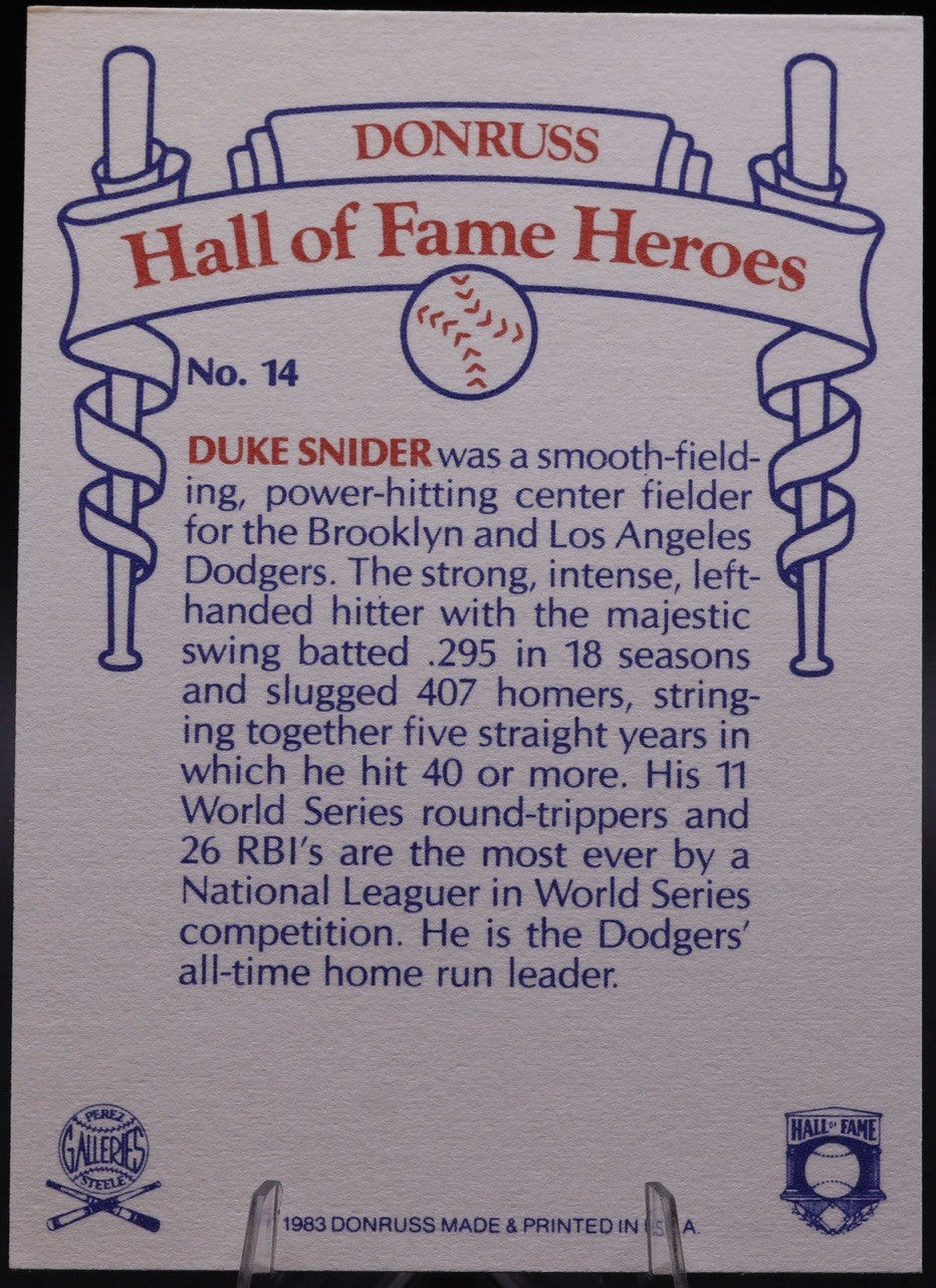 1983 Donruss Duke Snider HOF Autograph Dodgers Center Fielder Hall of Fame