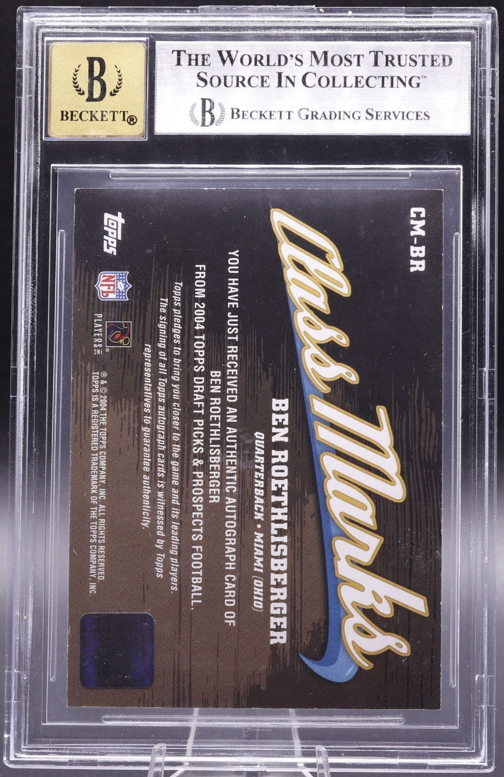 2004 Topps DPP Ben Roethlisberger RC Auto BGS 7.5 / Auto 10 Gem Mint Class Marks