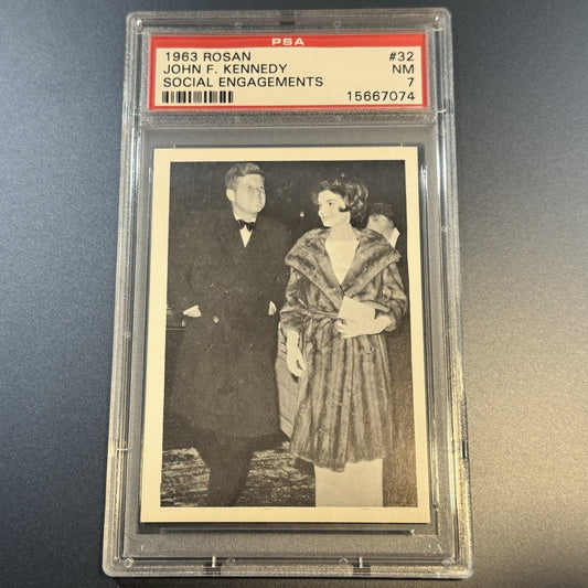 1963 Rosan JFK #32 Social Engagements • PSA 7 NM • Jackie & JFK Photo