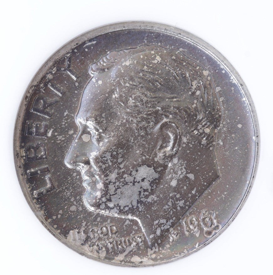 1961-D Roosevelt Dime MS66 NGC • Deep Blue, Red & Purple Toning • Gem BU Silver