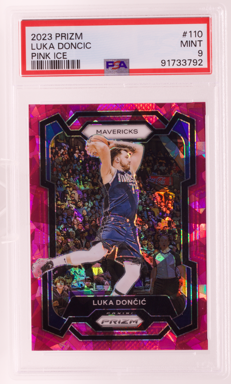 2023-24 Panini Prizm Luka Doncic #110 Pink Ice Prizm Mega PSA 9 MINT Mavericks