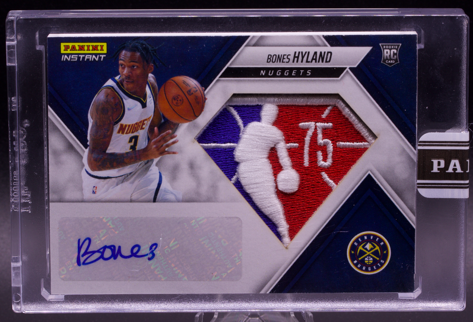 2021-22 Panini Instant Bones Hyland Logoman Patch Auto 1/1 RC Denver Nuggets