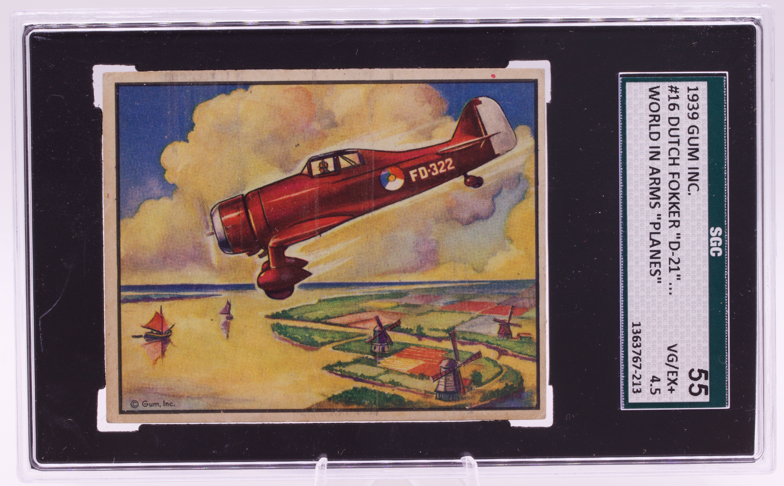 1939 Gum Inc World In Arms #16 Dutch Fokker D-21 Fighter SGC 4.5 VG/EX+ WWII