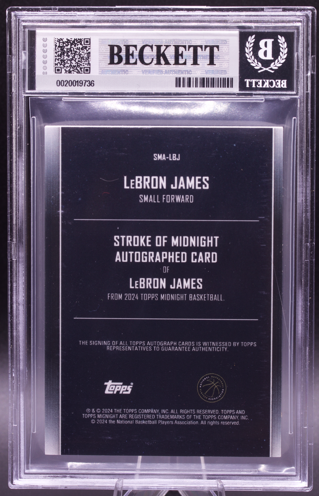 2023-24 Topps Midnight Moonrise LeBron James Auto /20 BGS 9 Mint Auto 10