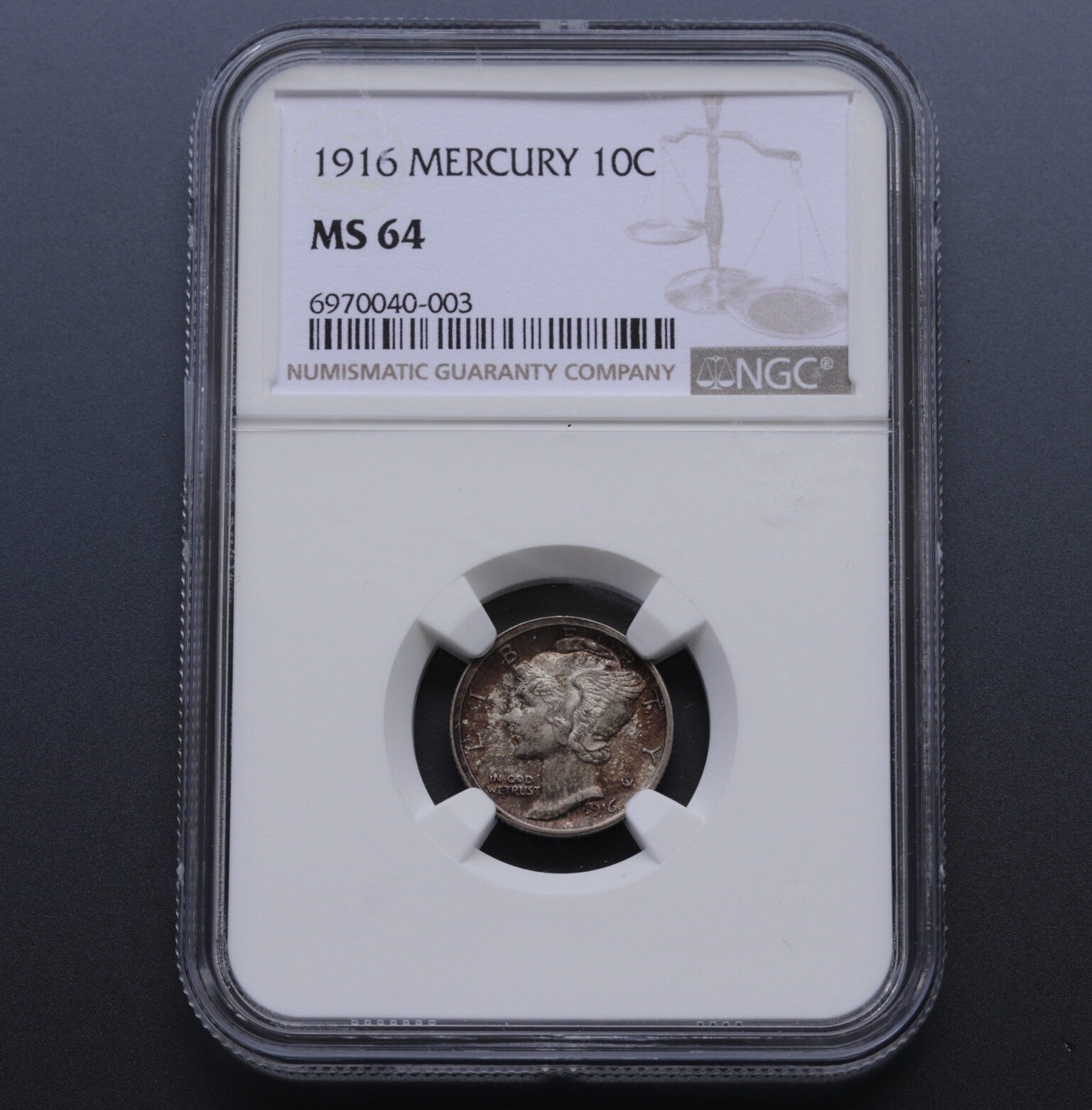 1916 Mercury Dime NGC MS64 10C Silver Coin First Year Issue 