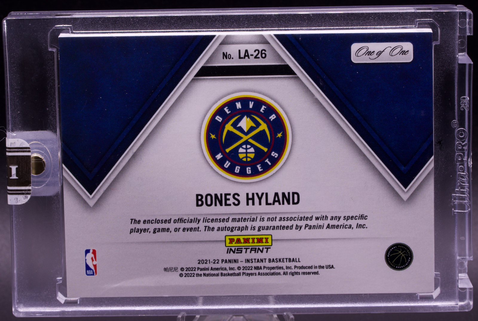 2021-22 Panini Instant Bones Hyland Logoman Patch Auto 1/1 RC Denver Nuggets