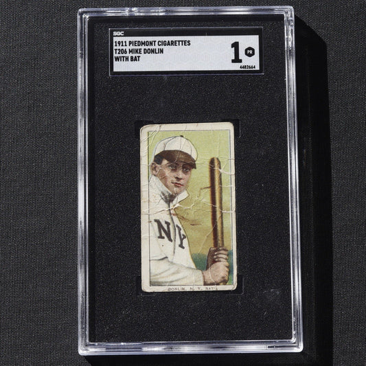 1911 T206 Mike Donlin SGC 1 PR • With Bat Pose • Piedmont 350–460 Back