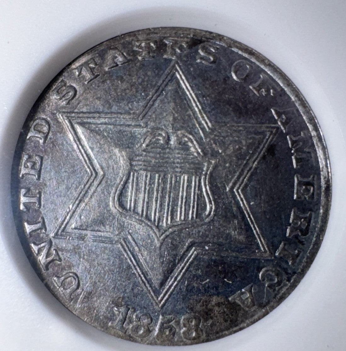 1858 3-Cent Silver Coin – ANACS Graded AU58 - *Problem Free* Pre Civil War