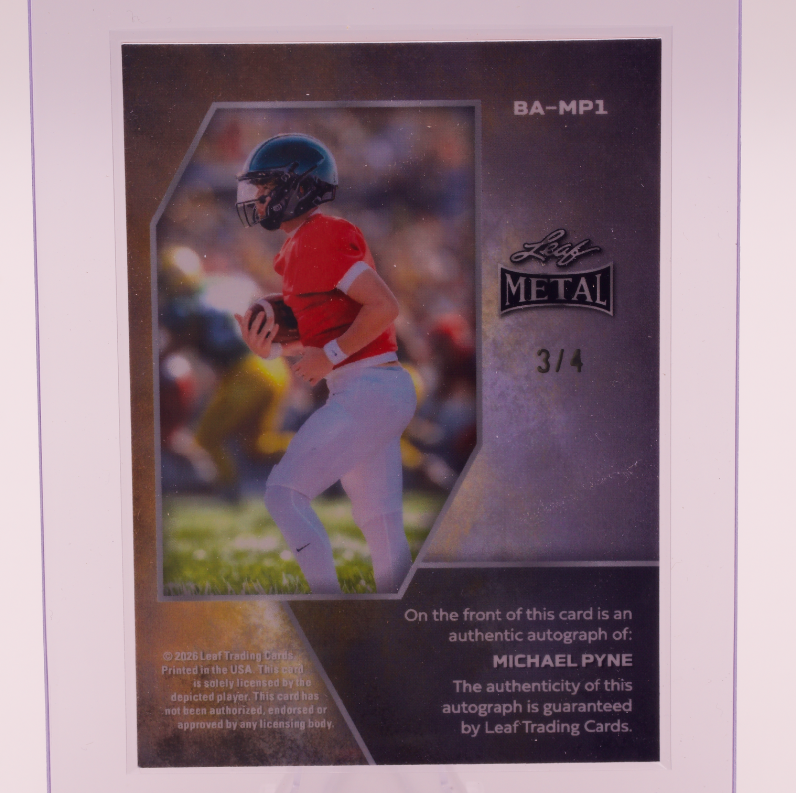 2026 Leaf Metal Michael Pyne Autograph /4 Penn Quakers QB Alonso Tampa Card