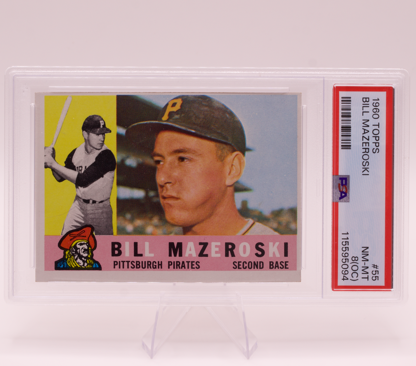 1960 Topps Bill Mazeroski #55 PSA 8 OC NM-MT Pittsburgh Pirates Baseball