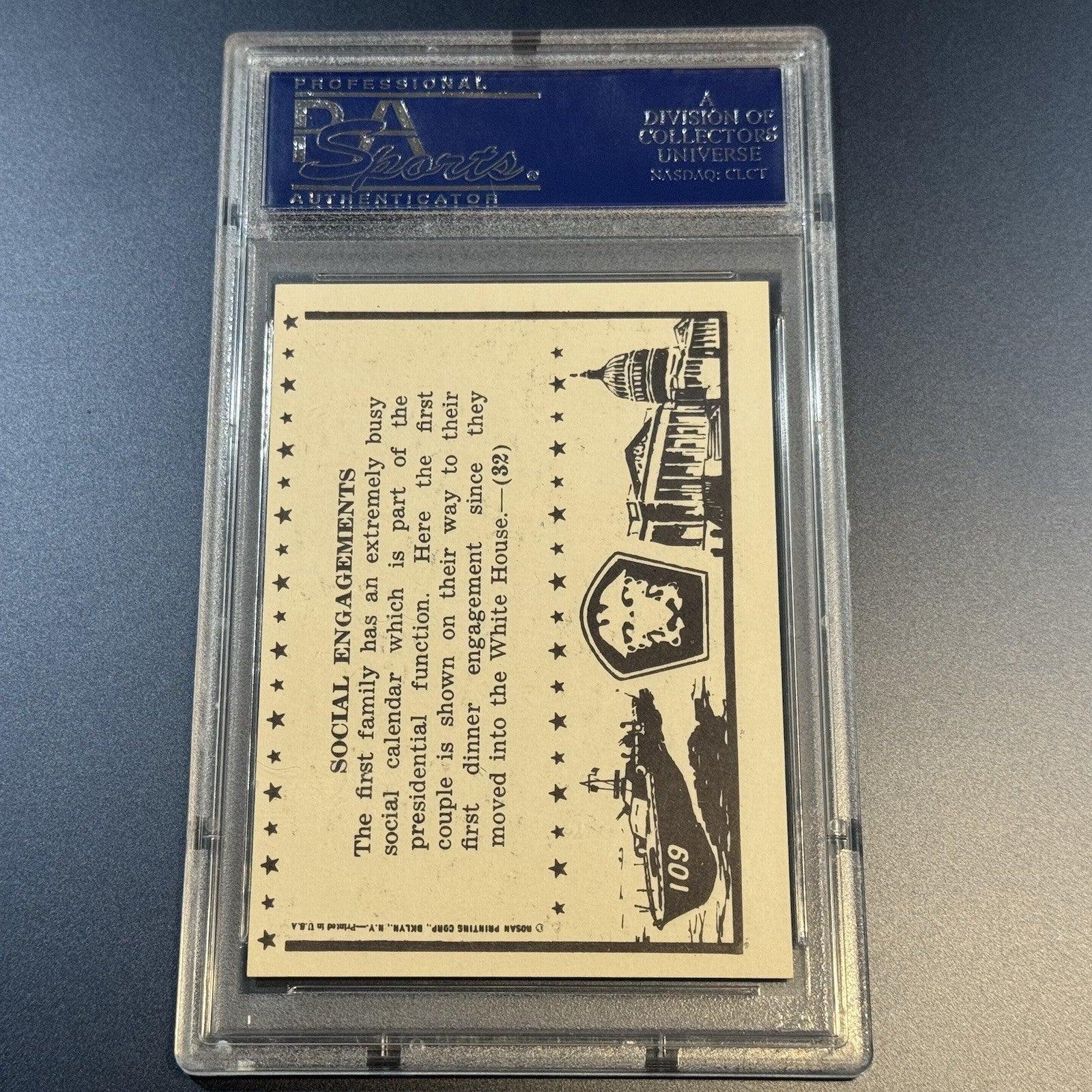 1963 Rosan JFK #32 Social Engagements • PSA 7 NM • Jackie & JFK Photo