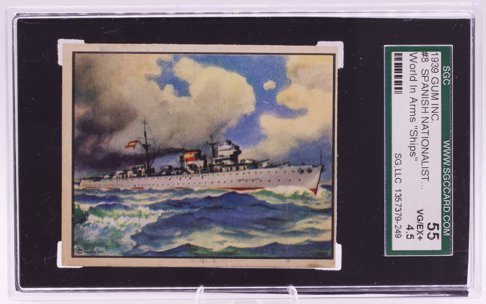 1939 Gum Inc World In Arms #8 Spanish Nationalist Cruiser SGC 4.5 VG/EX+ WWII